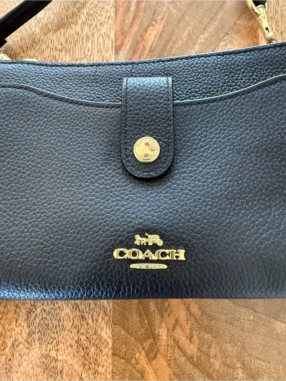 Coach Black Pebbled Leather Crossbody with Gold Logo - Picture 3 of 6
